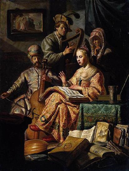 REMBRANDT Harmenszoon van Rijn The Music Party oil painting picture